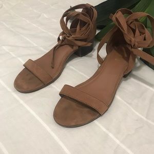 Lace up block heel sandal